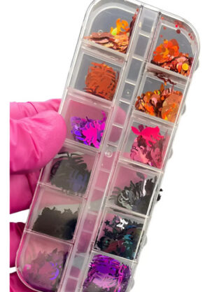 Set Acetato Halloween Exotic Uñas Arañas Calabazas Colores Naranja