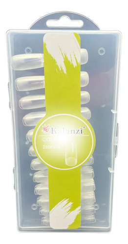 Tips Press Stiletto Soft Gel Completo 240pz Base Opaca Pro Coffin Cristal