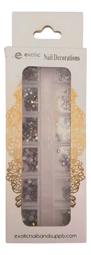 Cristales Uñas Exotic Nails Set Decoraciones Nail Art Pack Dorado Y Plata