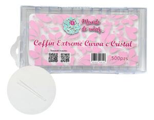 Tips Uñas Postizas Coffin Extreme Curva C Cristal 500pz Transparente Coffin Extreme