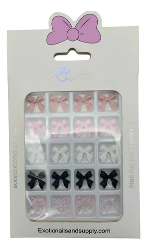Set Moños Acrílico Exotic Nails Art Decoración Uñas 20pz Moño