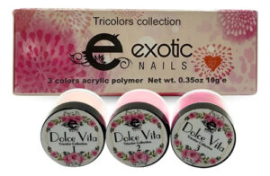 Colección Tricolor Exotic Nails Trío 3 Acrílicos Decoracion Dolce Vita