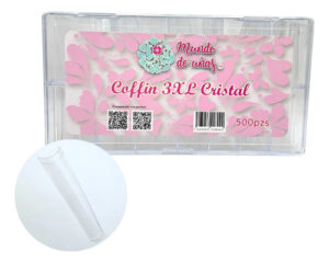 Tips Uñas Postizas Coffin 3xl Curva C Mundo De Uñas Cristal 500pz Transparente Coffin 3xl Curva C Cristal