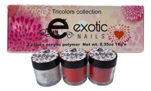 Colección Tricolor Exotic Nails Trío 3 Acrílicos Decoracion Lady Bug