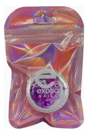 Decoración En Acetato Para Uñas Formas Variadas Exotic Nails Morado Corazones