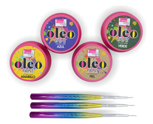 Fantasy Nails Kit 4 Oleos P/ Uñas + Pinceles Liner Camaleón Kit 4 Y Pinceles