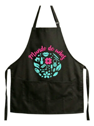 Mandil Largo Resistentes Gabardina Algodón Uñas Mdu Rosa 1pz Negro