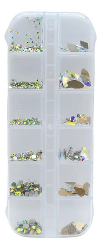 Pack De Cristales Figura Y Redondo Tornasol Decoración Uñas Tornasol