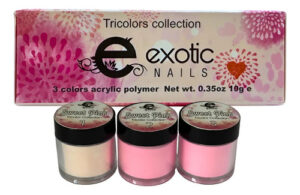 Colección Tricolor Exotic Nails Trío 3 Acrílicos Decoracion Sweet Pink