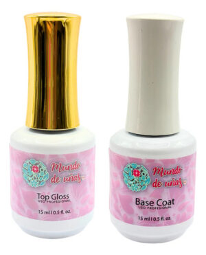 Base Y Top Coat Gel Uvled Mundo De Uñas 15ml Duo 2 Pack Transparente