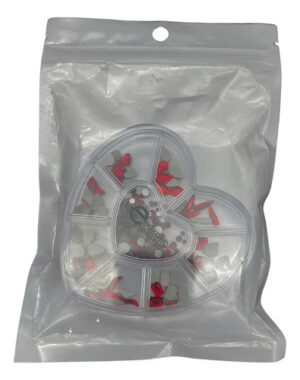 Cristales Uñas Mix Rojo Corazón Nail Art Decoración 60pz Rojo