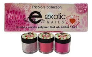 Colección Tricolor Exotic Nails Trío 3 Acrílicos Decoracion Pitaya