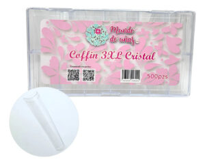 Tips Uñas Postizas Coffin 3xl Curva C Cristal 500pz Premium Transparente Coffin 3xl Curva C Cristal