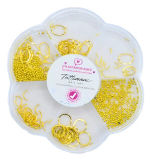 Set Decoración Dorada Para Uñas Gold Elements 7 Variedades Oro