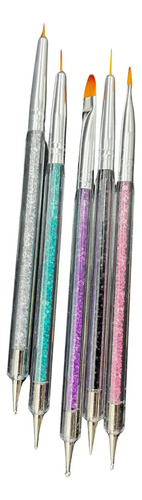 Set De Pinceles Profesionales Para Gel Y Nail Art Manicura Mix Cristales