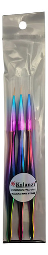 Set Pinceles Liner Uñas 5-7-9 Mm Detalles Finos Nail Art Camaleon