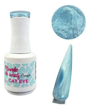 Gel Semipermanente Efecto Ojo De Gato Mundo De Uñas Cat Eye Celeste