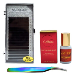 Kit Para Pestañas Nagaraku + Pegamento Gollee + Pinzas Kit 3