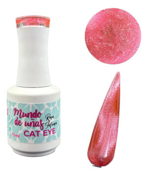 Gel Efecto Ojo De Gato Unas Acrilicas Mundo De Uñas Cat Eye Rosa Intenso